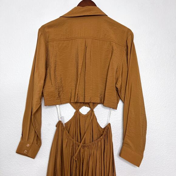 Young Fabulous & Broke Brown Derby Maxi Dress Size Large - Picture 7 of 12